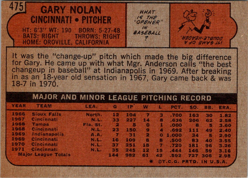 1972 Topps Gary Nolan