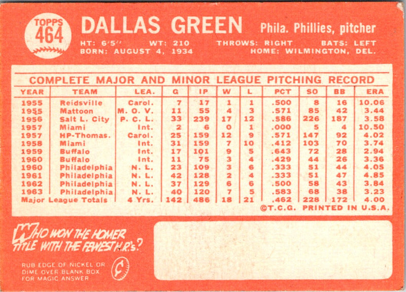 1964 Topps Dallas Green