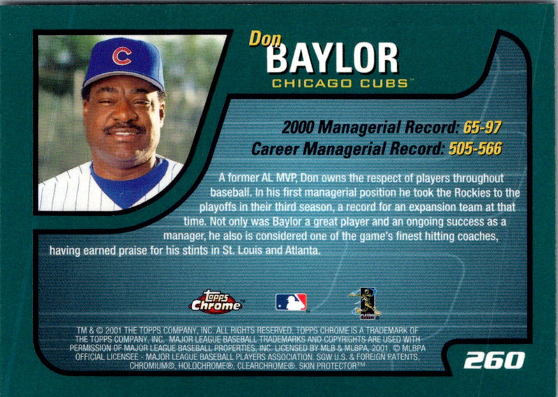 2001 Topps Chrome Don Baylor