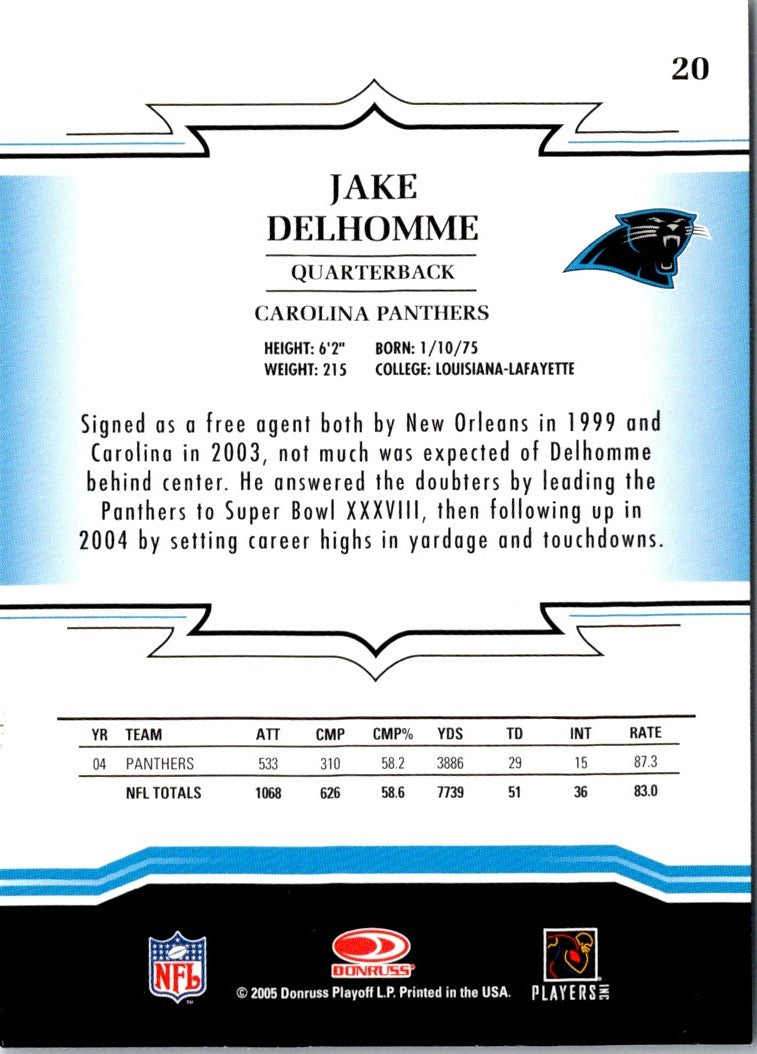 2005 Donruss Throwback Threads Jake Delhomme