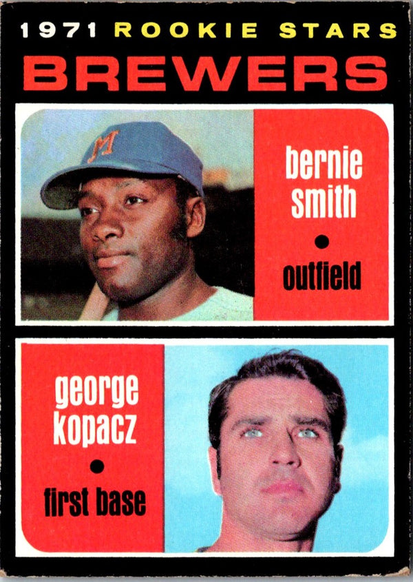 1971 Topps Brewers Rookies - Bernie Smith/George Kopacz #204 Rookie VG