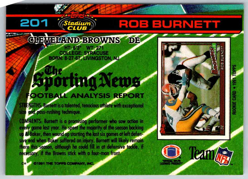 1991 Topps Stadium Club Football Rob Burnett