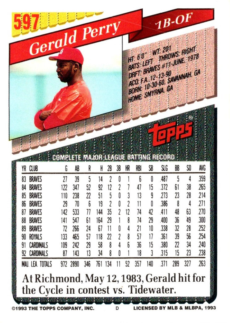 1993 Topps Gold Gerald Perry
