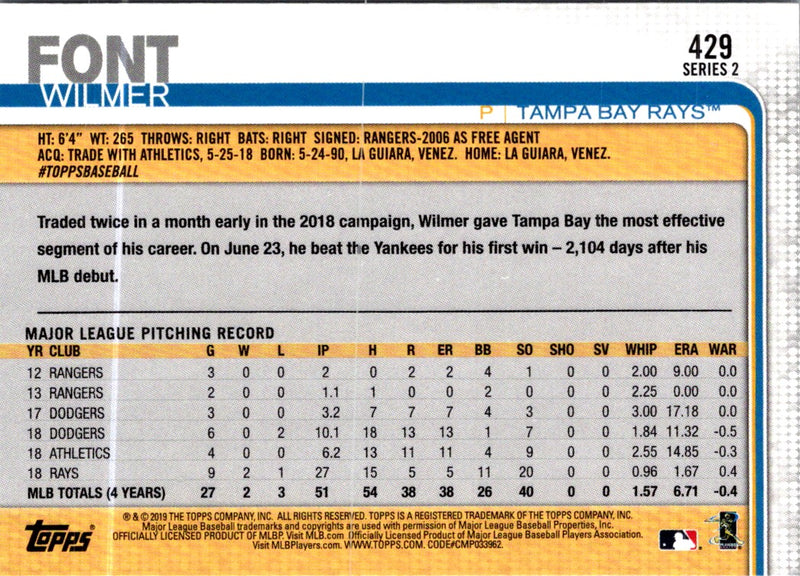 2019 Topps Wilmer Font