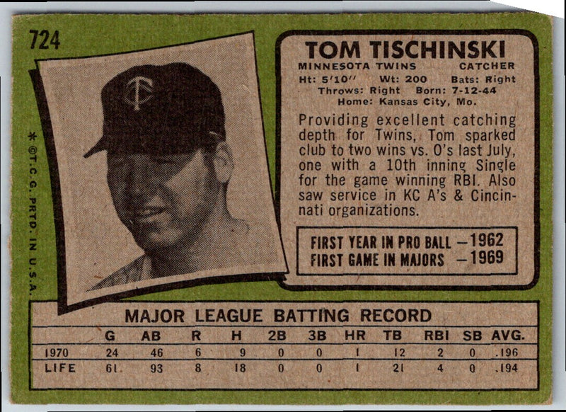 1971 Topps Tom Tischinski