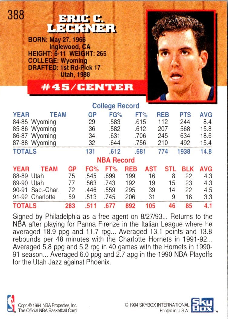 1993 Hoops Eric Leckner