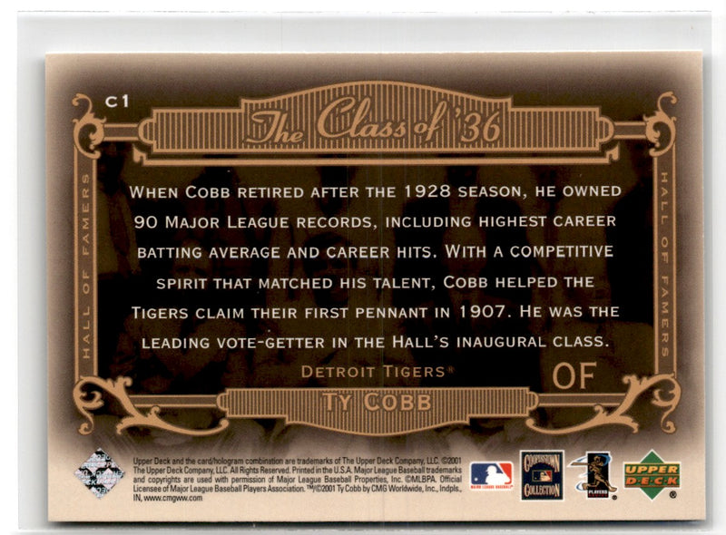 2001 Upper Deck Legends Legendary Cuts Ty Cobb/Babe Ruth/Christy Mathewson/Walter Johnson/Honus Wagner