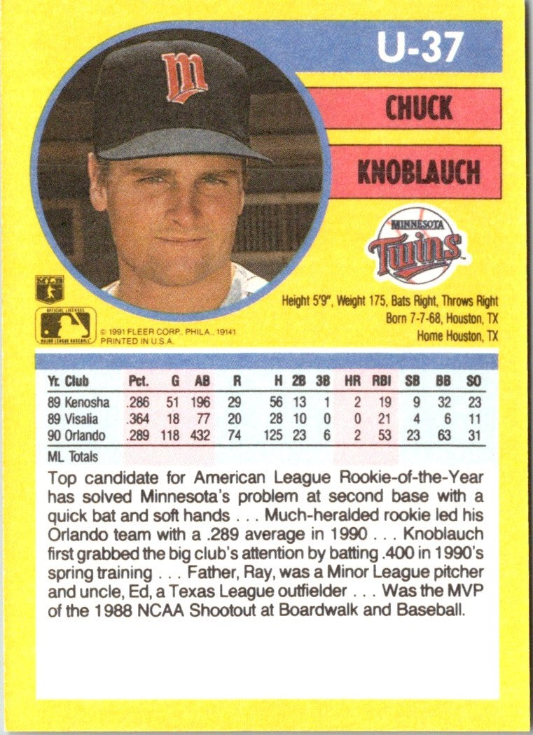 1991 Fleer Update Chuck Knoblauch