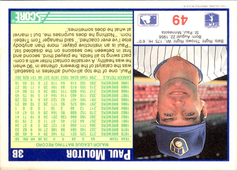 1991 Score Paul Molitor