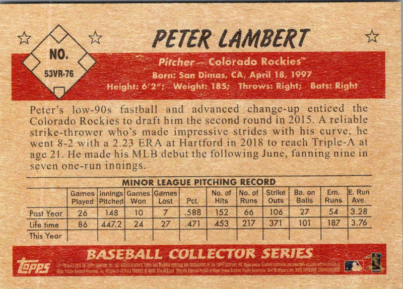 2019 Bowman Heritage Peter Lambert