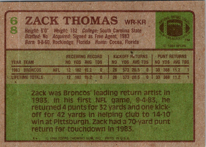 1984 Topps Zack Thomas