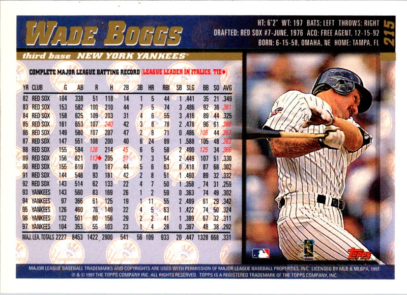 1998 Topps Wade Boggs