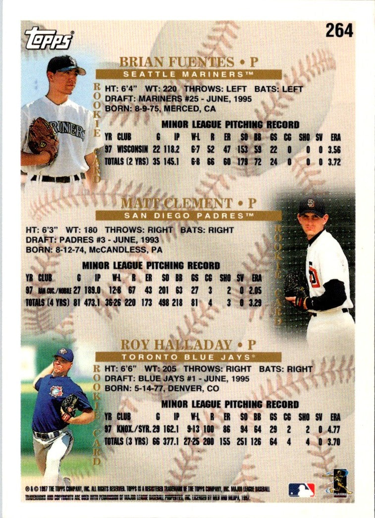 1998 Topps Brian Fuentes/Matt Clement/Roy Halladay