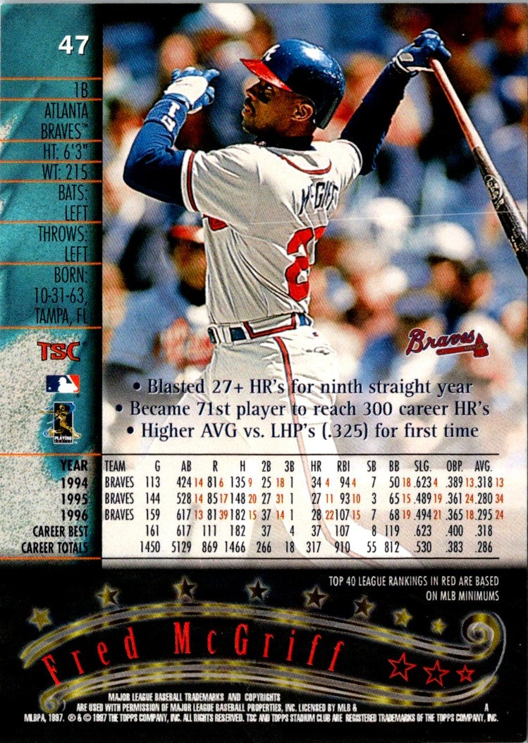 1997 Stadium Club Fred McGriff