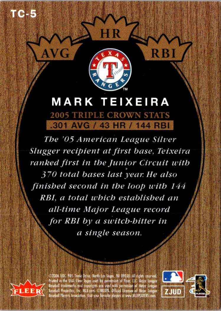 2006 Fleer Tradition Triple Crown Contenders Mark Teixeira