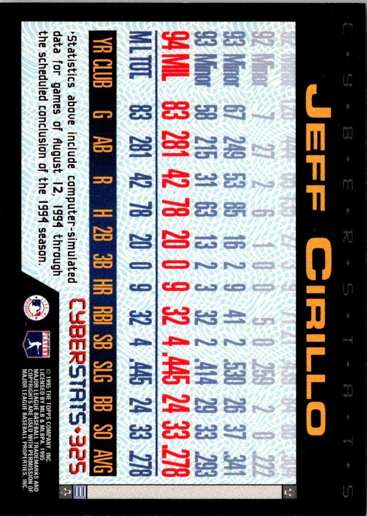 1995 Topps CyberStats (Spectralight) Jeff Cirillo