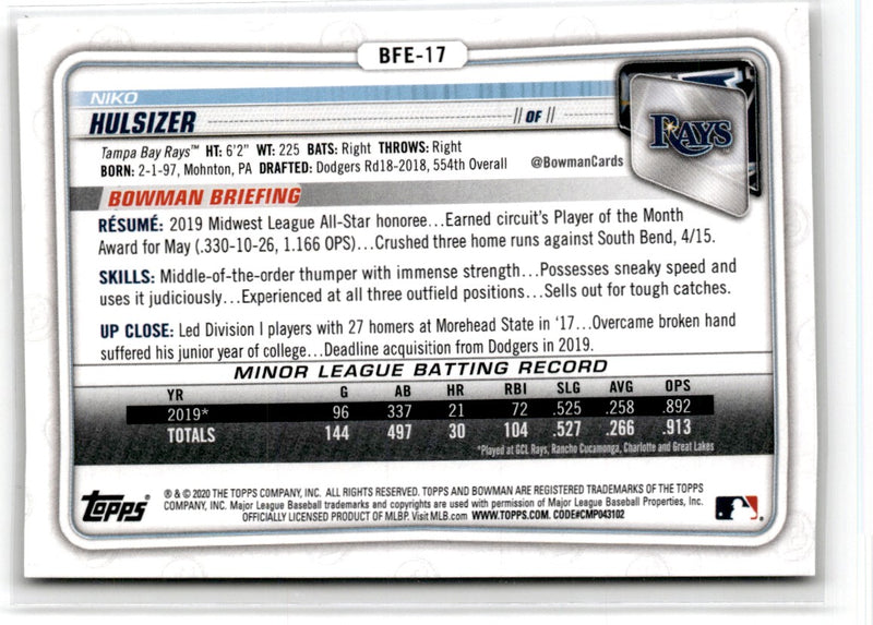 2020 Bowman 1st Edition Niko Hulsizer