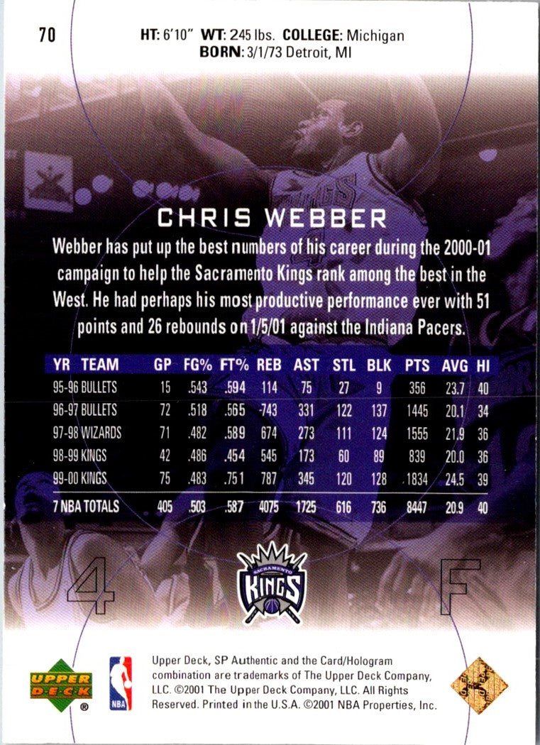 2001 Upper Deck Hardcourt Chris Webber