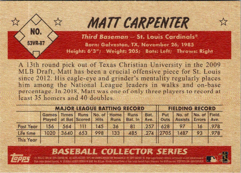 2019 Bowman Heritage Matt Carpenter