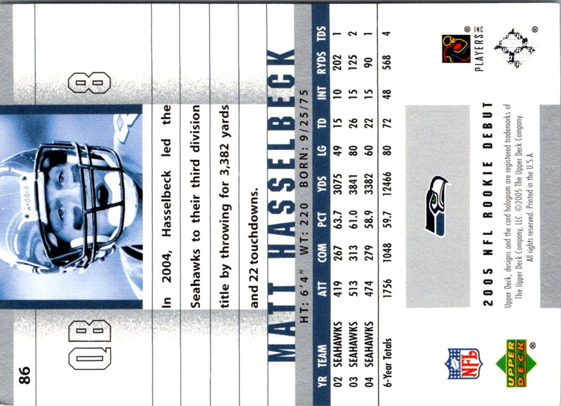 2005 Upper Deck Rookie Debut Matt Hasselbeck