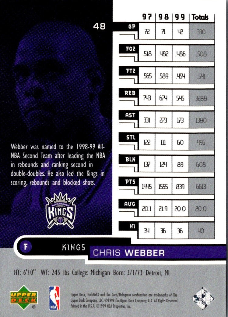 1999 Upper Deck HoloGrFX Chris Webber