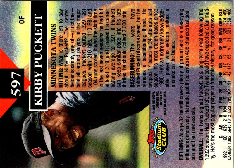 1993 Stadium Club Kirby Puckett