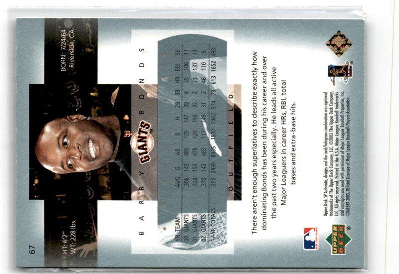 2003 SP Authentic Barry Bonds