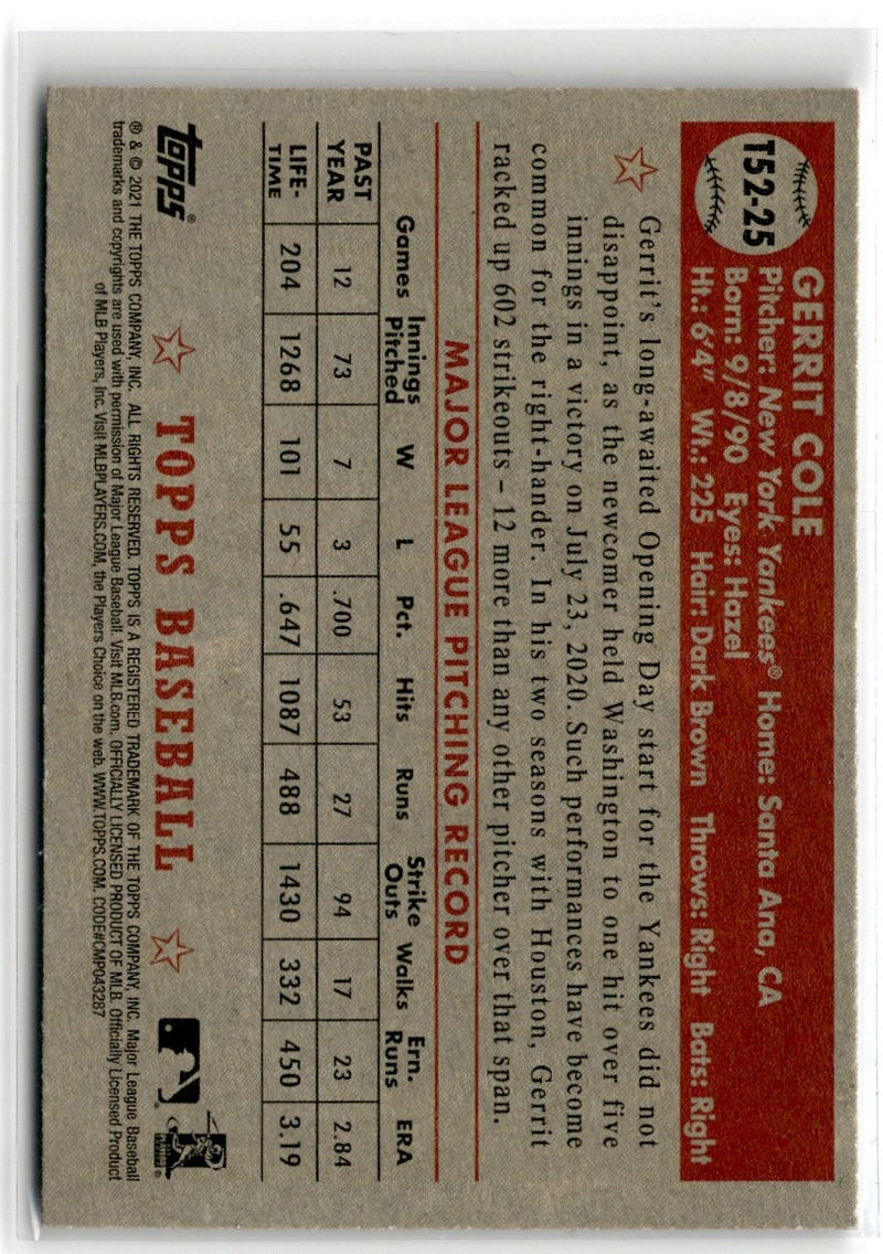 2021 Topps 1952 Redux Gerrit Cole