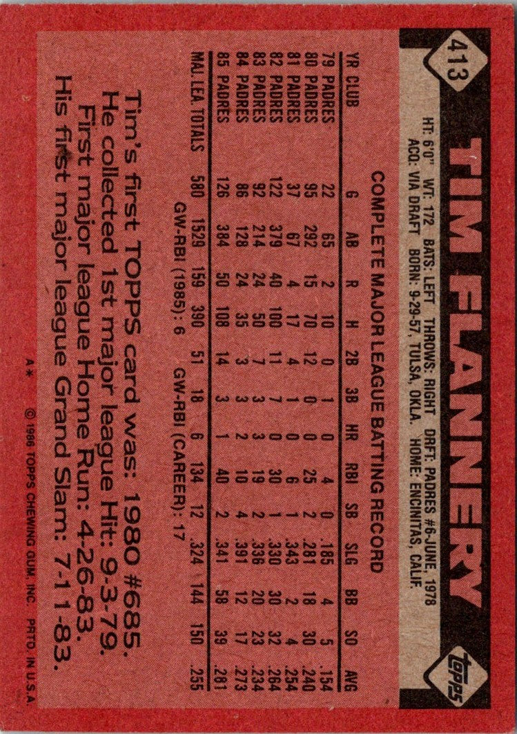 1986 Topps Tim Flannery