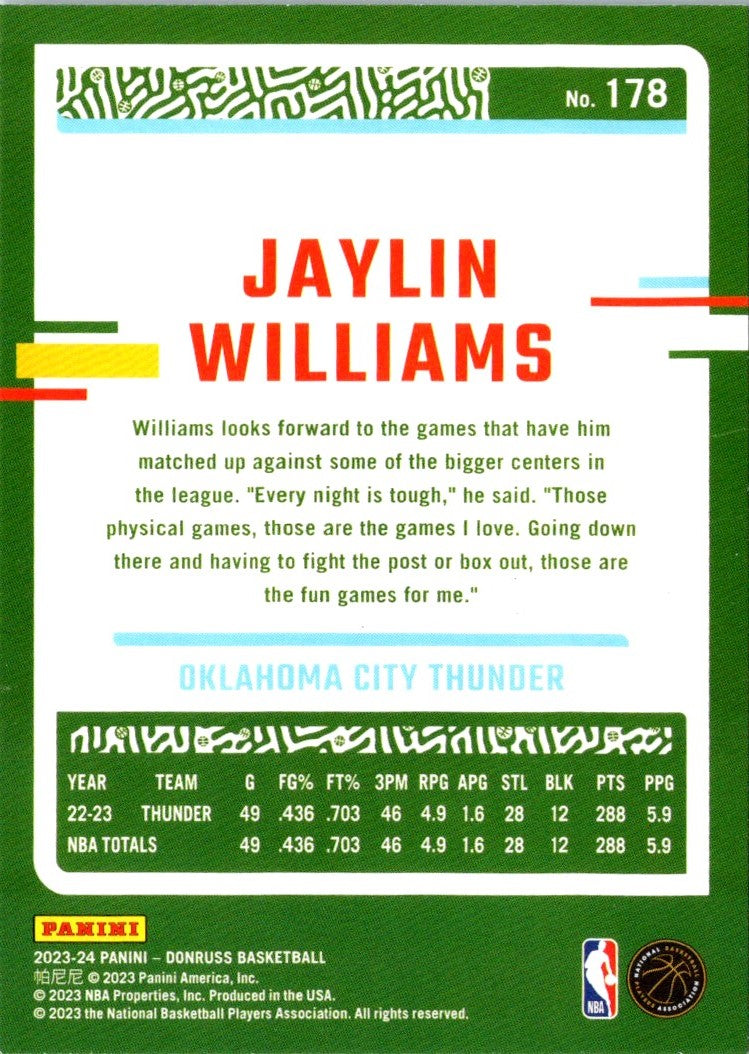 2023 Donruss Jaylin Williams