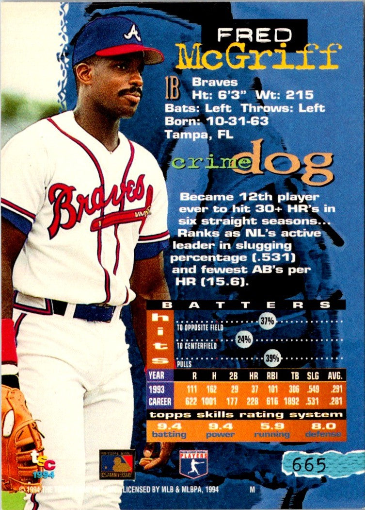 1994 Stadium Club Fred McGriff