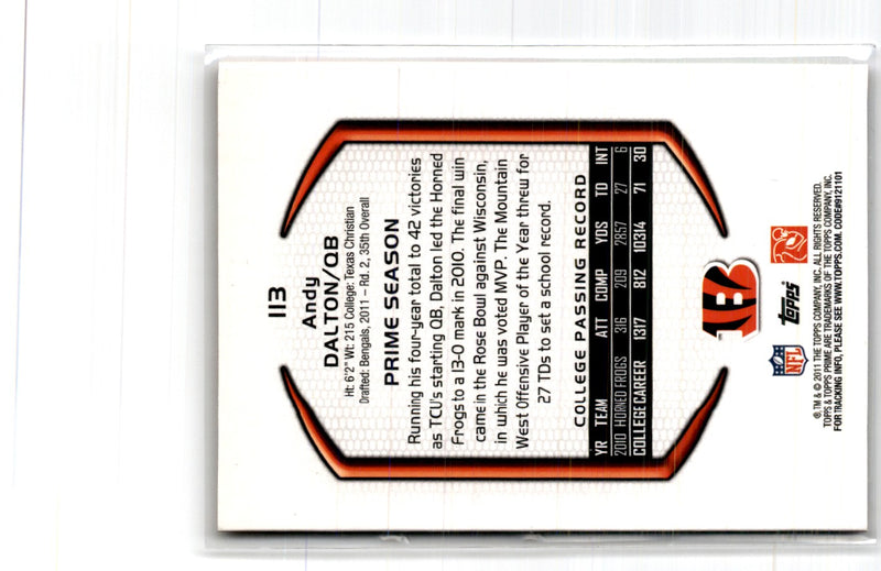 2011 Topps Prime Red Andy Dalton