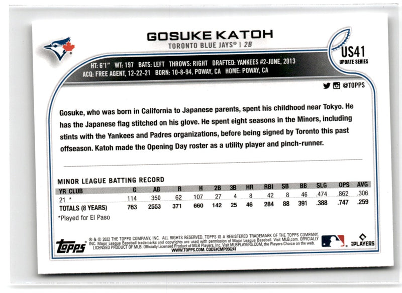 2022 Topps Update Gosuke Katoh