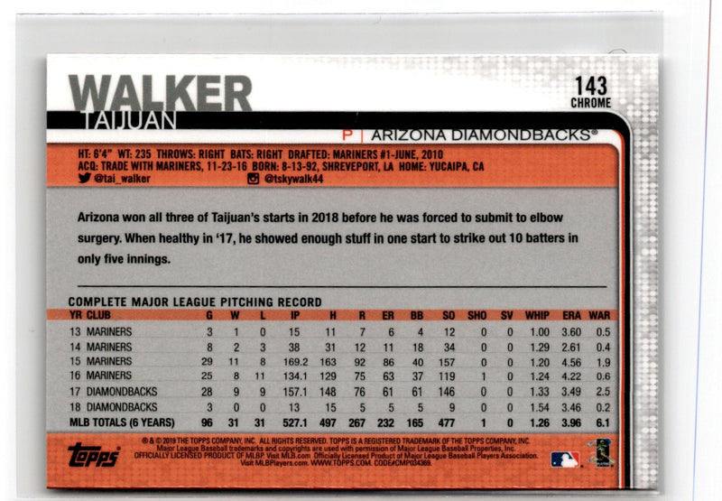 2019 Topps Chrome Taijuan Walker