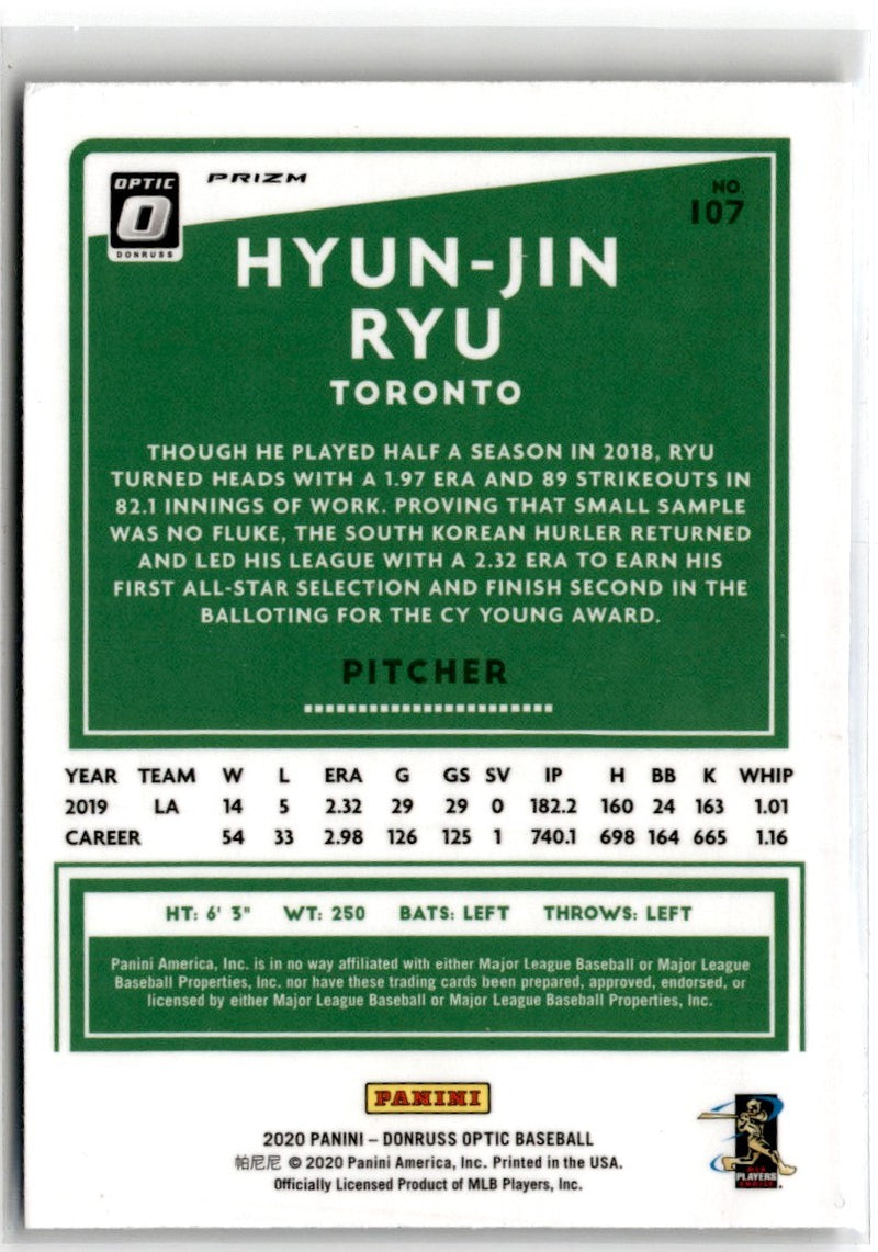 2020 Donruss Optic Carolina Blue and White Hyun-Jin Ryu