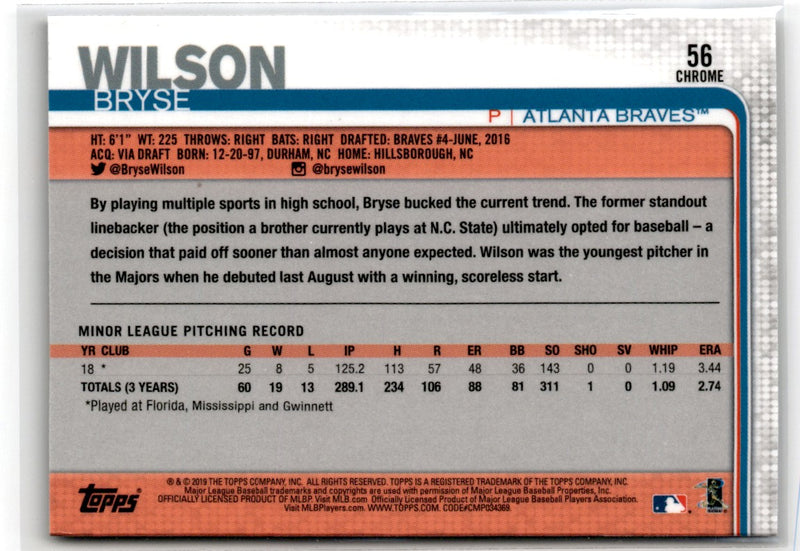 2019 Topps Chrome Bryse Wilson