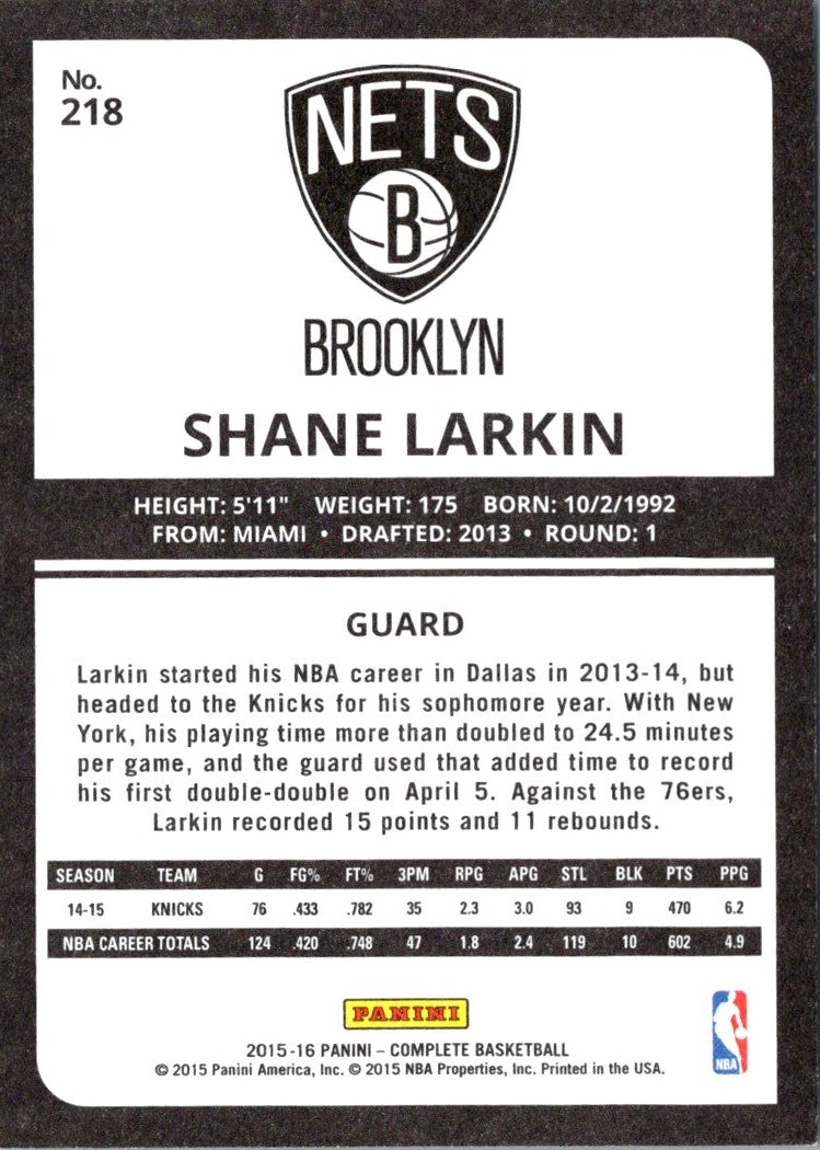 2015 Panini Complete Shane Larkin