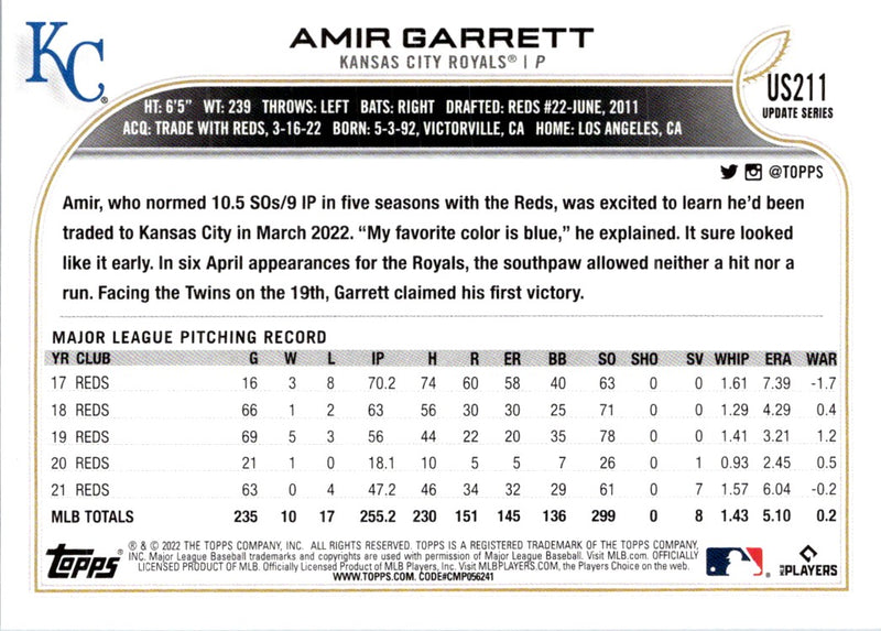 2022 Topps Amir Garrett