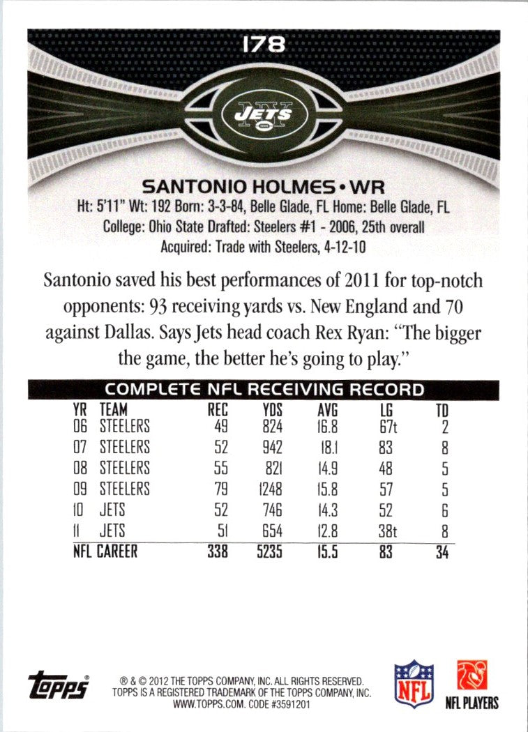 2012 Topps Santonio Holmes