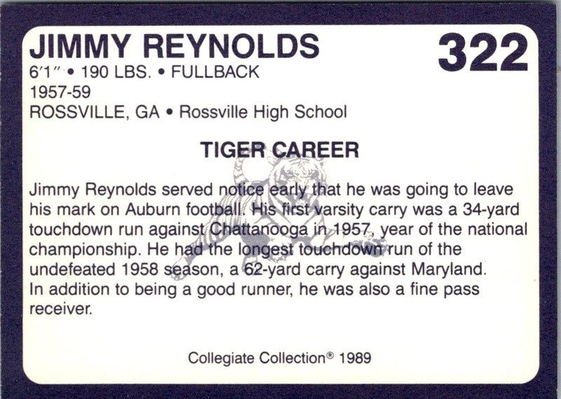 1989 Collegiate Collection Auburn Coke 580 Jim Reynolds