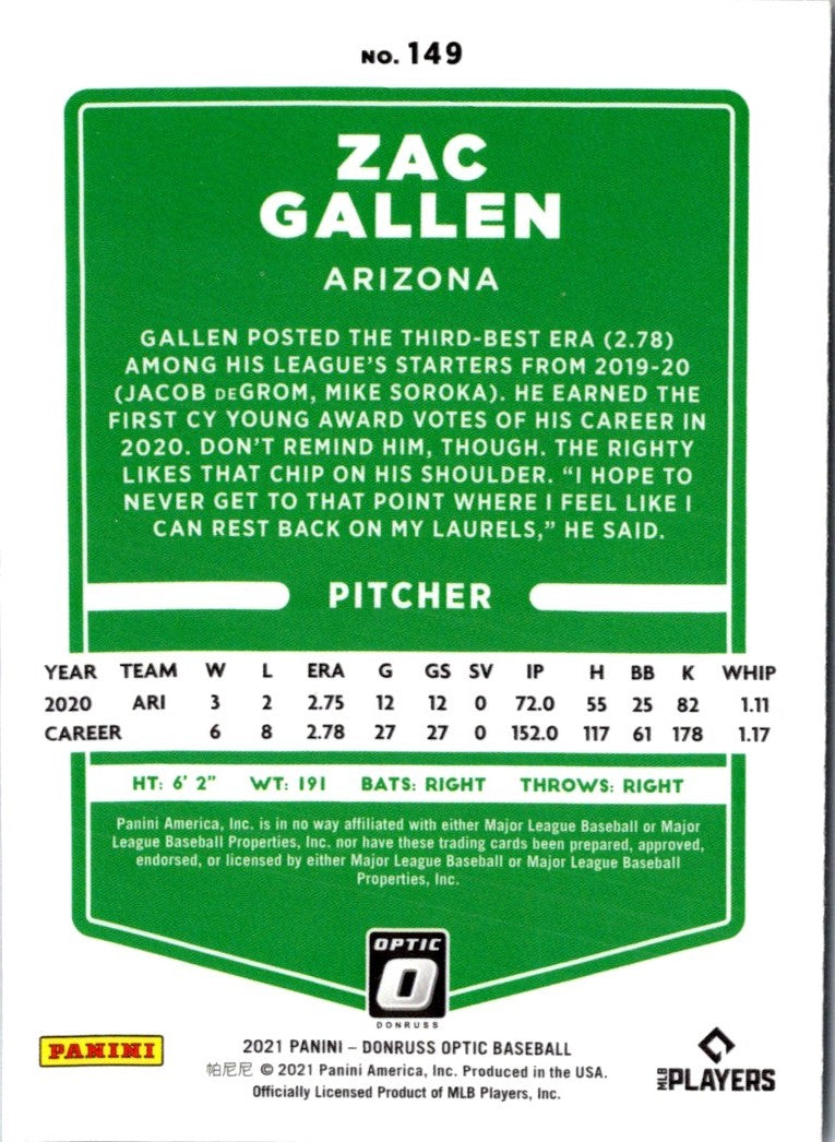 2021 Donruss Optic Red Wave Zac Gallen