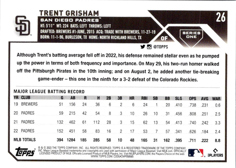 2023 Topps Gold Trent Grisham