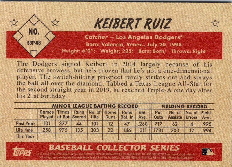 2019 Bowman Heritage Chrome Prospects Keibert Ruiz