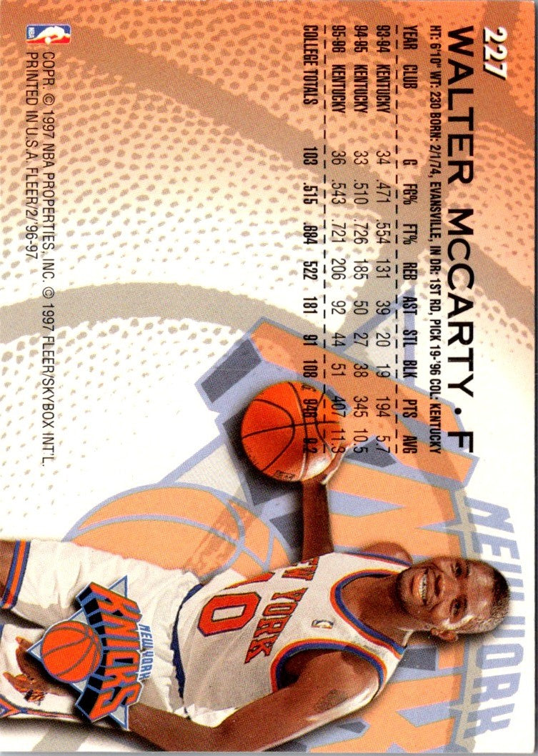 1996 Fleer Walter McCarty