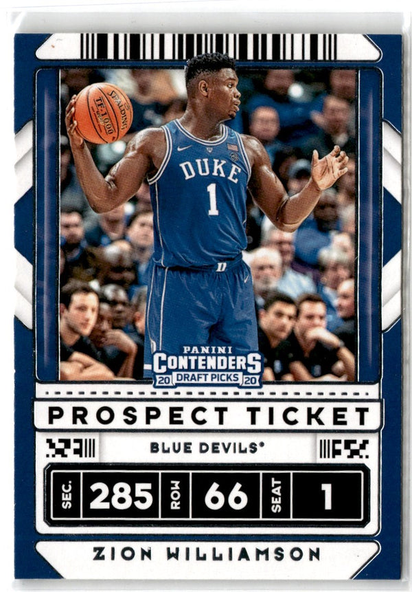 2020 Panini Contenders Optic Uniformity Blue Cracked Ice Zion Williamson #1