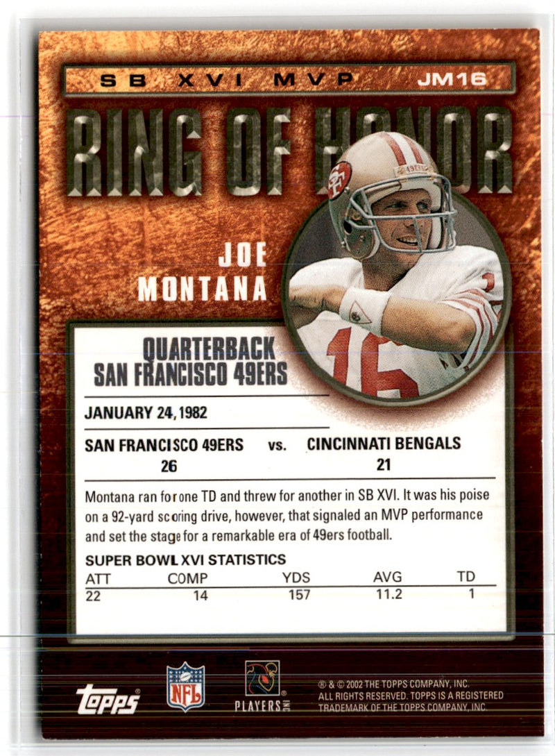 2002 Topps Ring of Honor Joe Montana