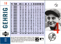 2001 Upper Deck Legends of New York Lou Gehrig #111