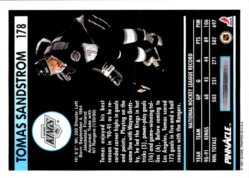 1991 Pinnacle French Tomas Sandstrom