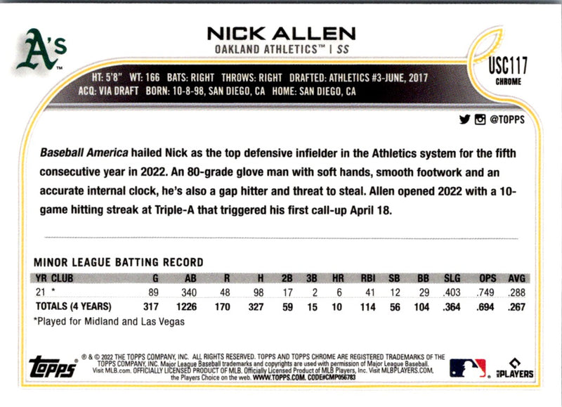 2022 Topps Chrome Update Nick Allen