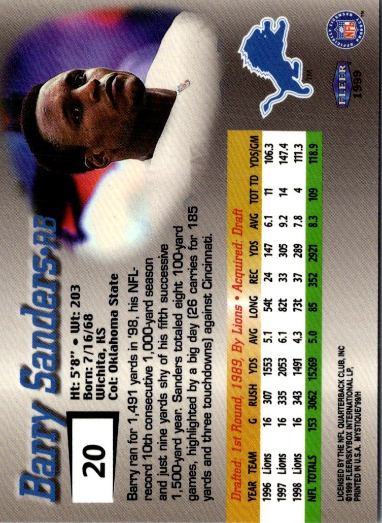 1999 Fleer Mystique Barry Sanders